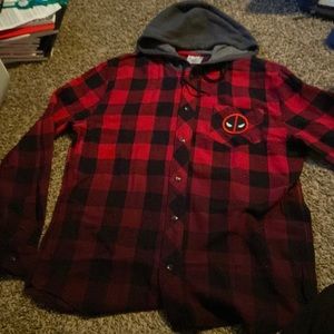 deadpool flannel hoodie